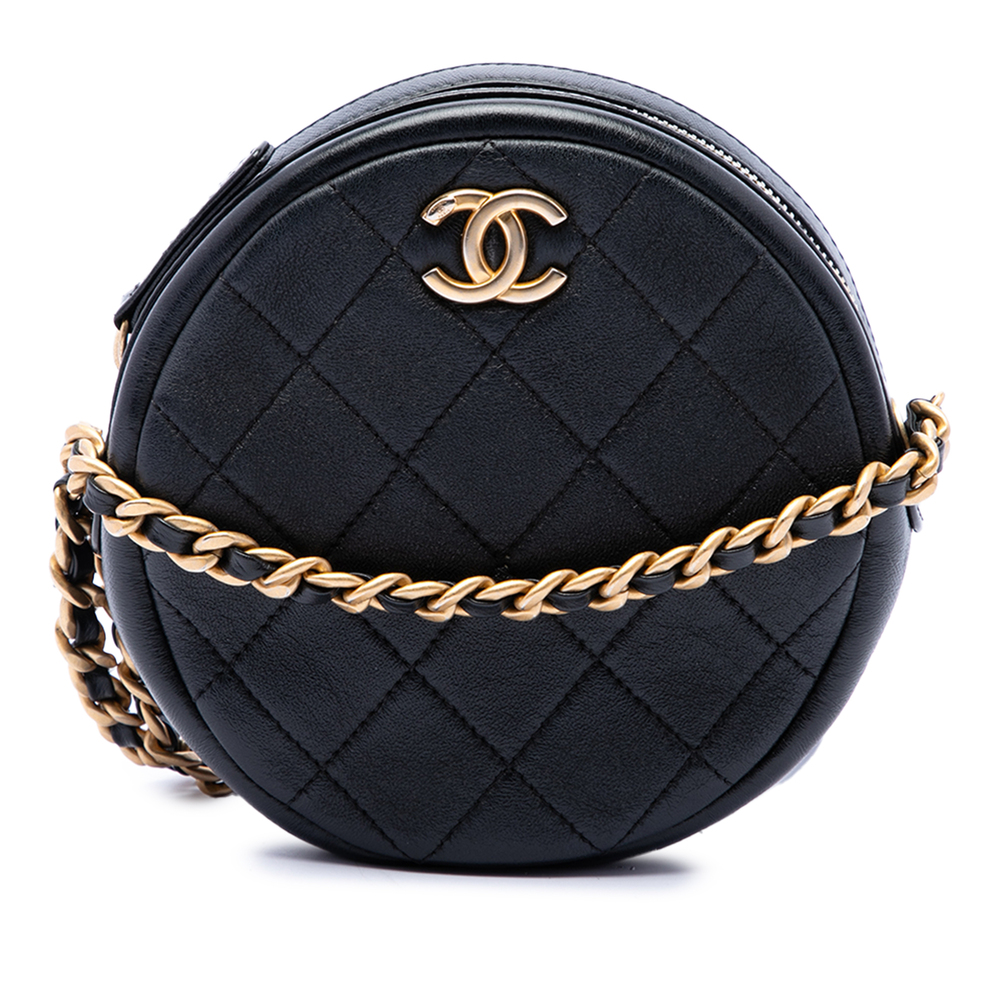 Pre-Loved Chanel CC Quilted Glazed Lambskin Round Crossbody